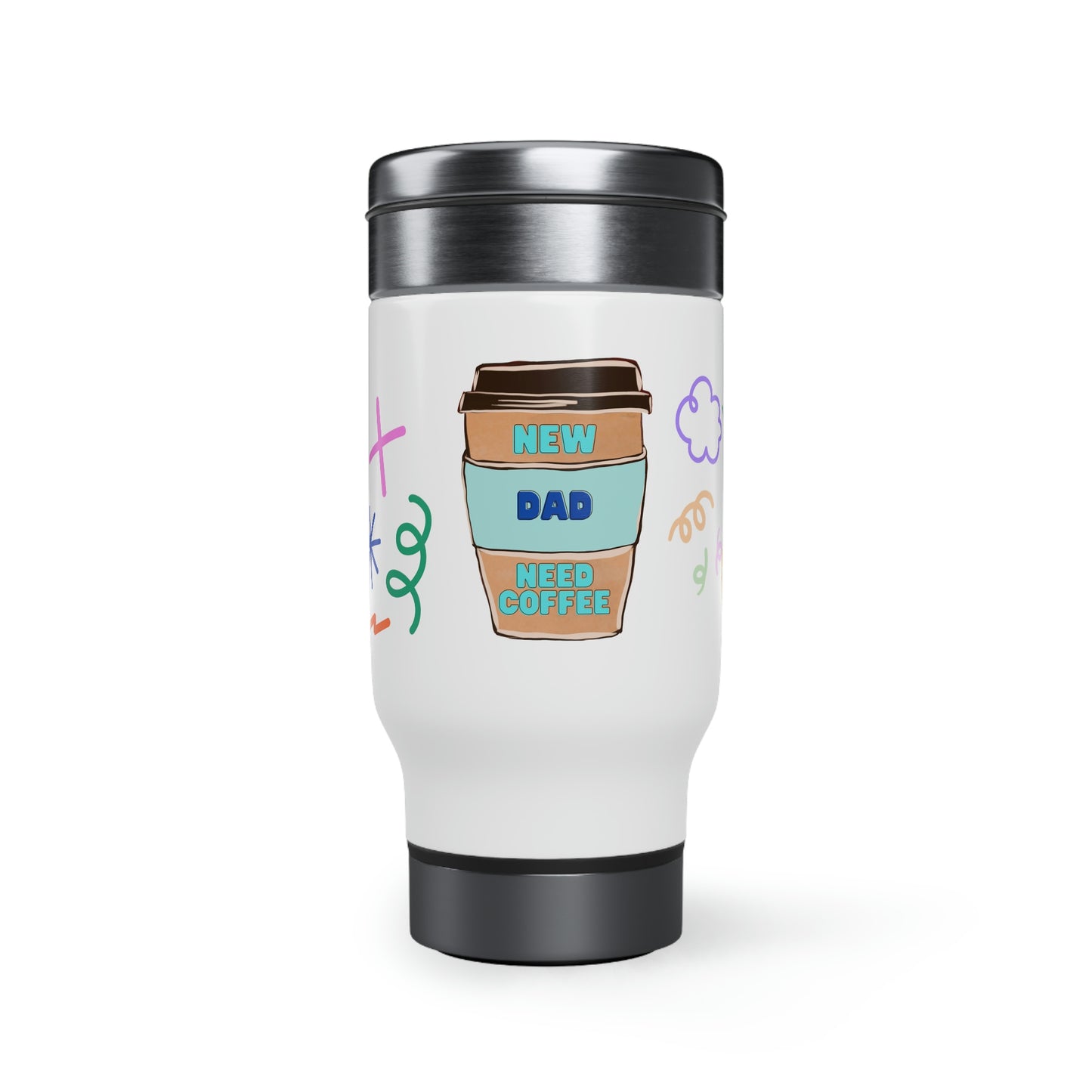 New Dad Coffee Mug Stainless Steel Travel Mug with Handle, 14oz