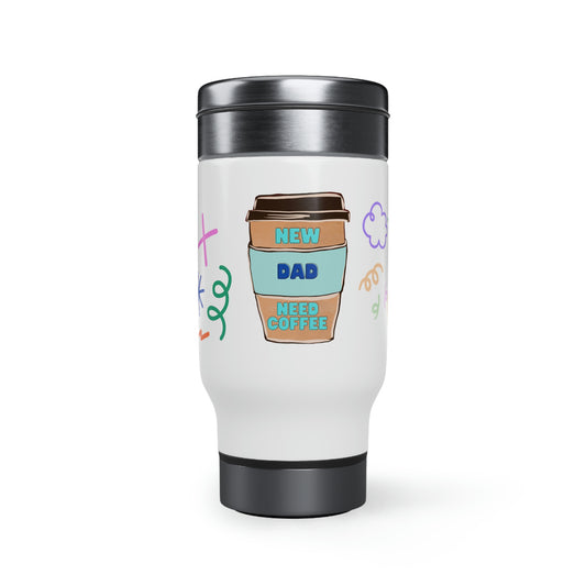 New Dad Coffee Mug Stainless Steel Travel Mug with Handle, 14oz