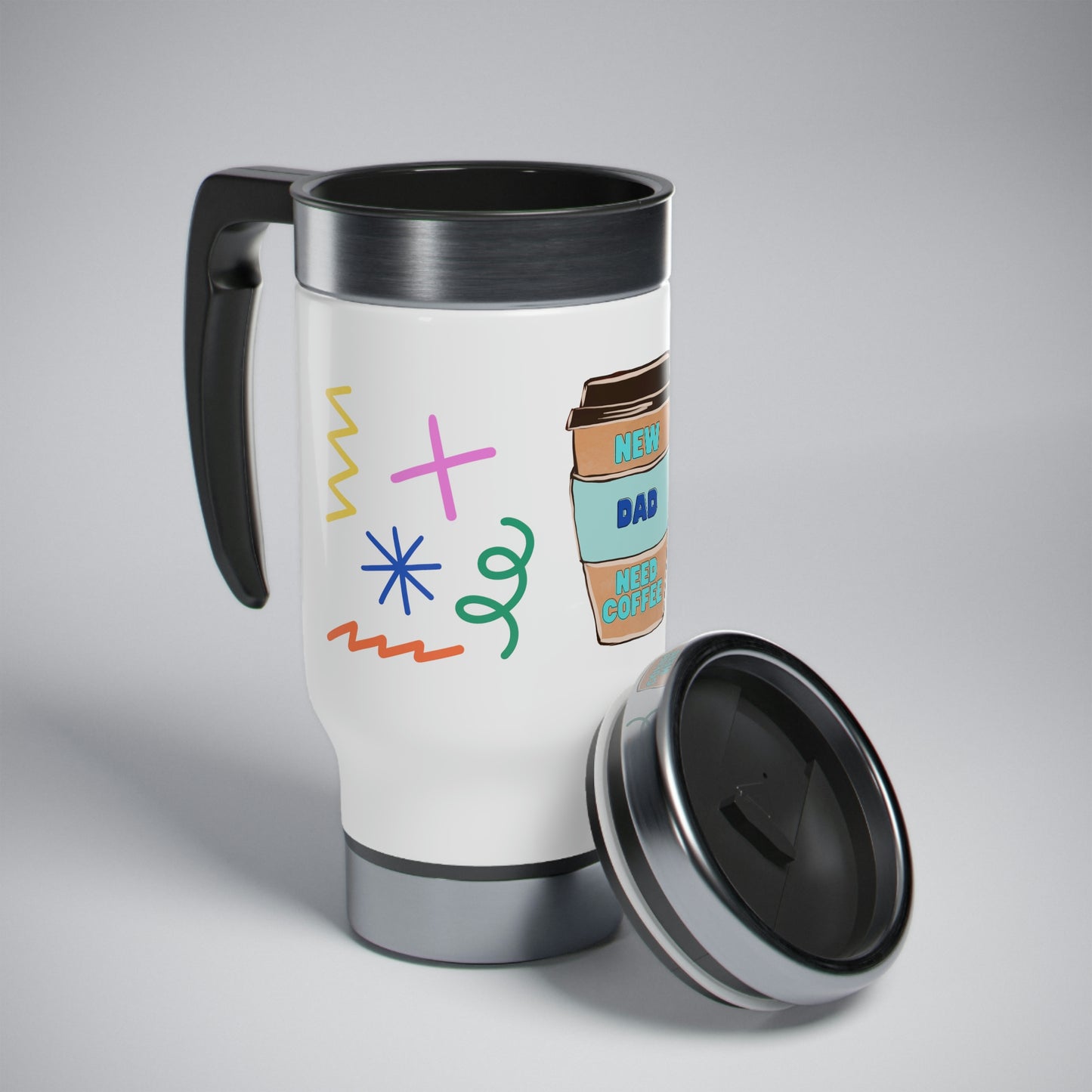 New Dad Coffee Mug Stainless Steel Travel Mug with Handle, 14oz