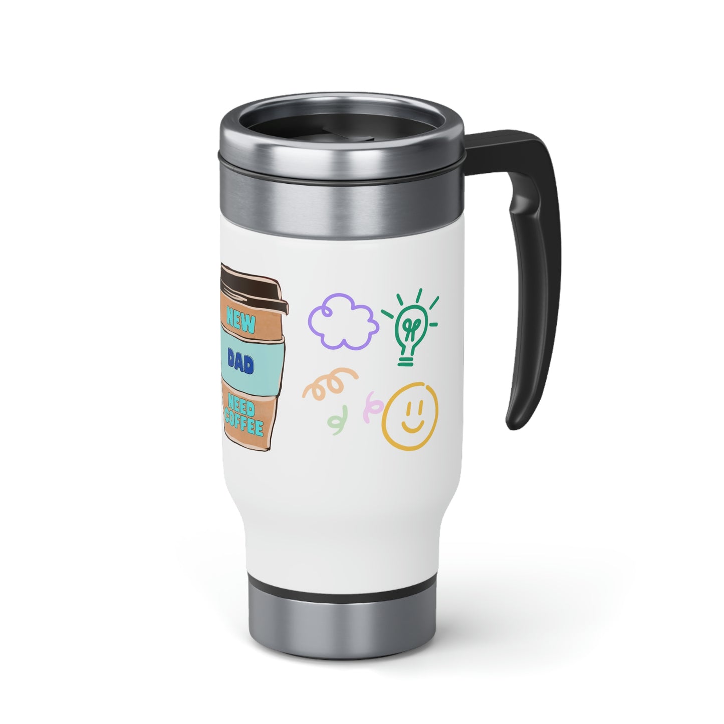 New Dad Coffee Mug Stainless Steel Travel Mug with Handle, 14oz