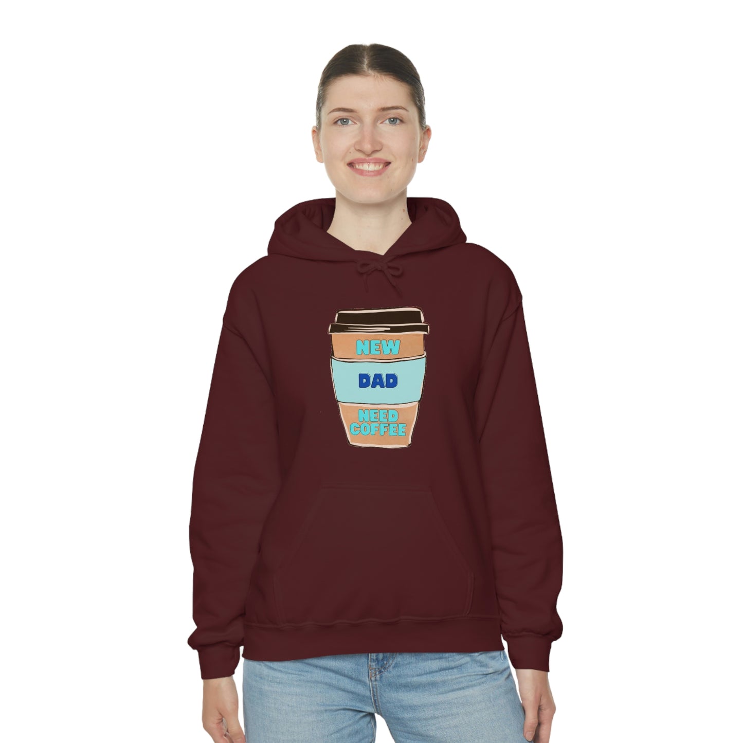 New Dad Need Coffee Hoodie Unisex Heavy Blend Hooded Sweatshirt